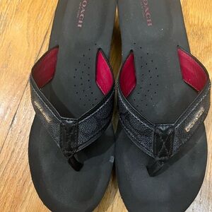 Coach size 9.5 wedge flip flops, worn once